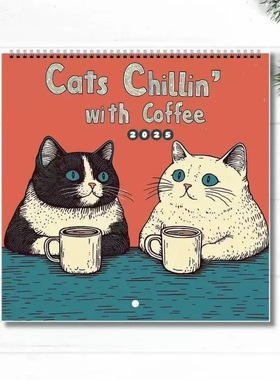 2026 Cats Chillin with Coffee 2026 猫咪咖啡放松日历桌面摆历