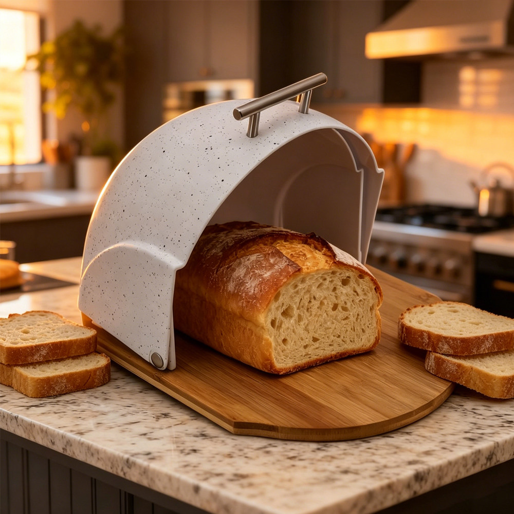跨境bread box家用不锈钢面包箱收纳盒翻盖剩菜保鲜盒零食面包店