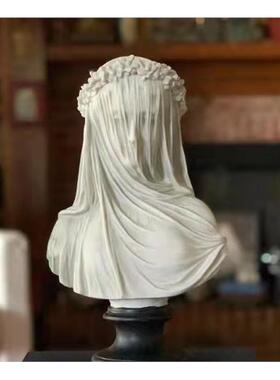 The Veiled Lady Gothic Sculpture Bust面纱女哥特式半身像摆件