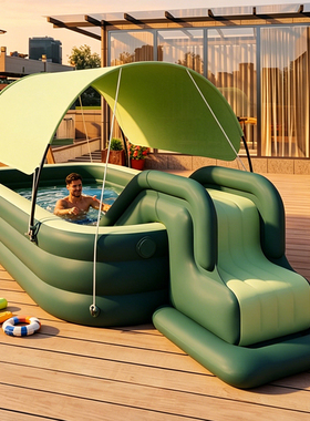 跨境Inflatable swimming pool儿童婴儿自动充气游泳池加厚遮阳