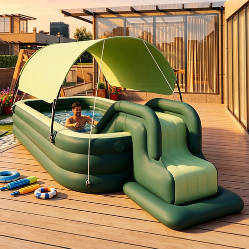 跨境Inflatable swimming pool儿童婴儿自动充气游泳池加厚遮阳