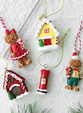 mailbox pendant圣诞节装饰品圣诞树装饰挂件树脂姜饼邮筒挂件