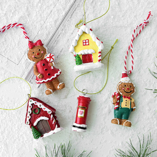 mailbox pendant圣诞节装饰品圣诞树装饰挂件树脂姜饼邮筒挂件