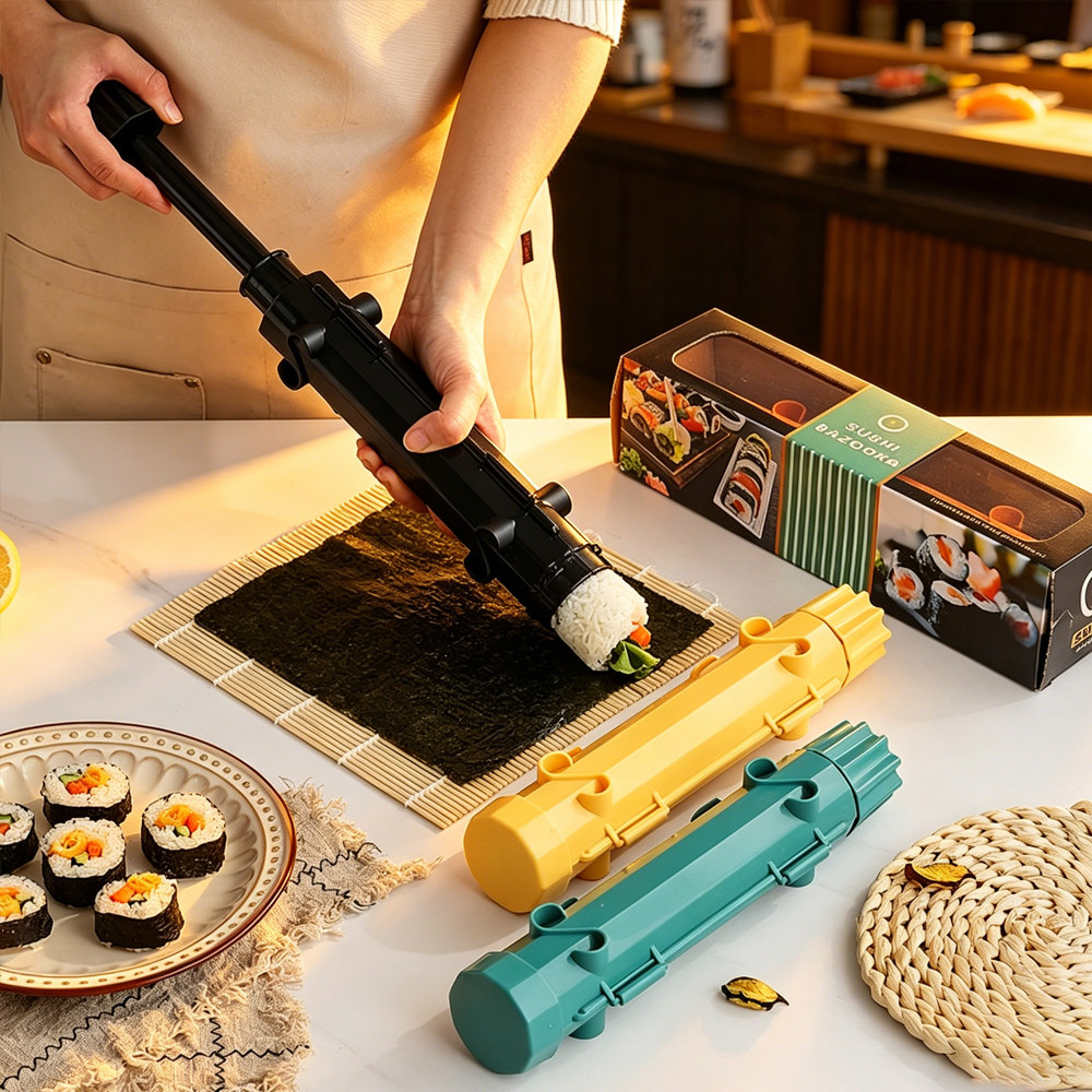 跨境sushi mold条纹寿司模具家用diy饭团工具套装厨房寿司火箭筒