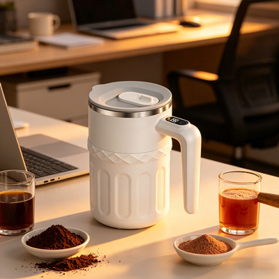 跨境Stirring Cup搅拌杯全自动保温智能测温磁力咖啡杯豆浆奶昔杯