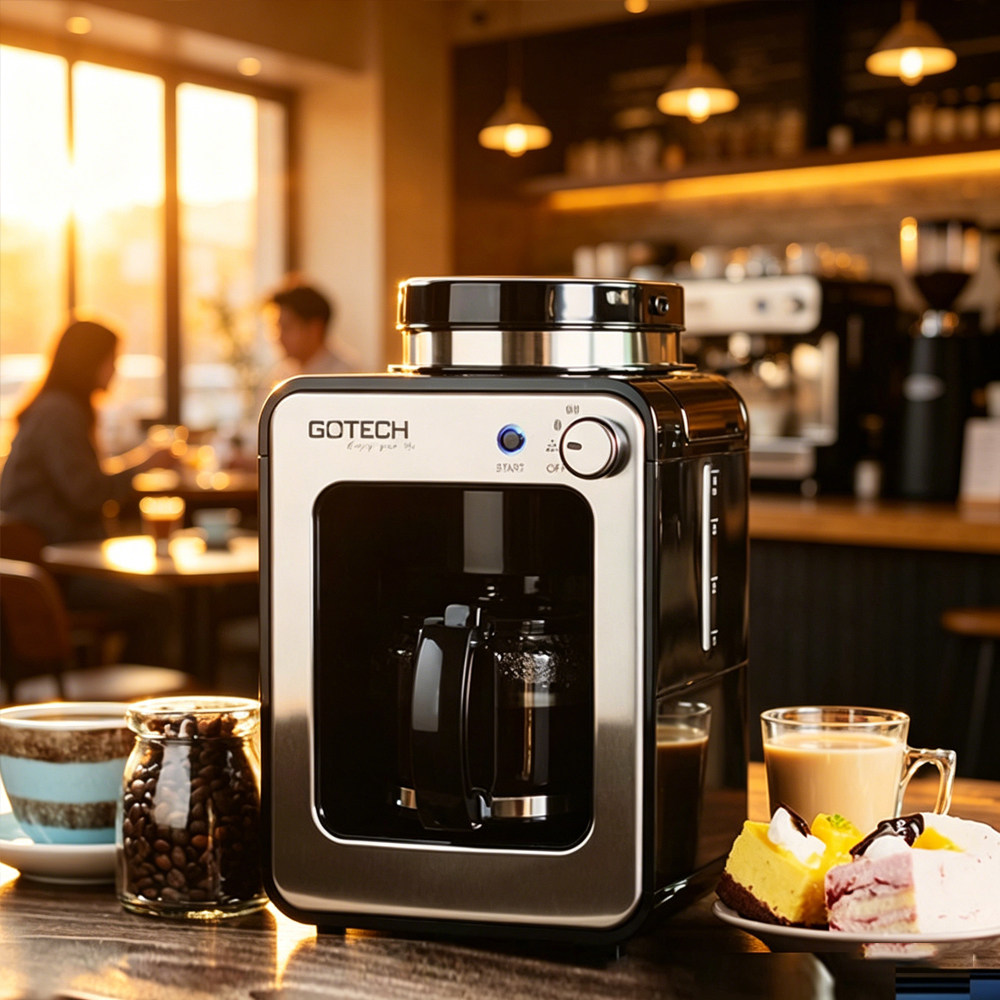 Coffee machine现磨咖啡机家用美式煮咖啡迷你小型电动研磨豆粉