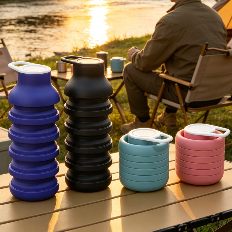 Collapsible water cup硅胶折叠杯户外旅行运动随手杯骑行水杯