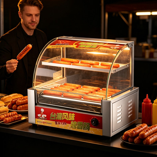 Hot dog machine烤肠机商用小型热狗机摆摊烤香肠机全自动烤肠