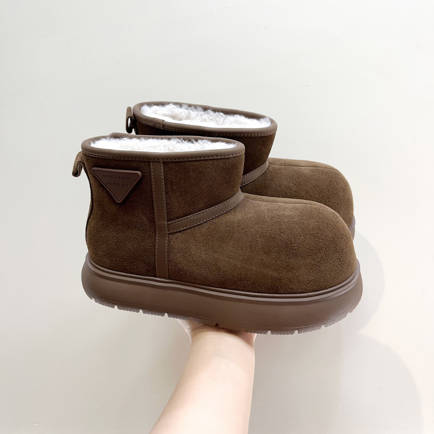 复古风磨砂皮厚底保暖大头雪地靴