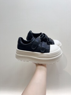 2025早秋新圆头厚底魔术贴小白鞋女韩版时尚百搭休闲大头面包鞋潮