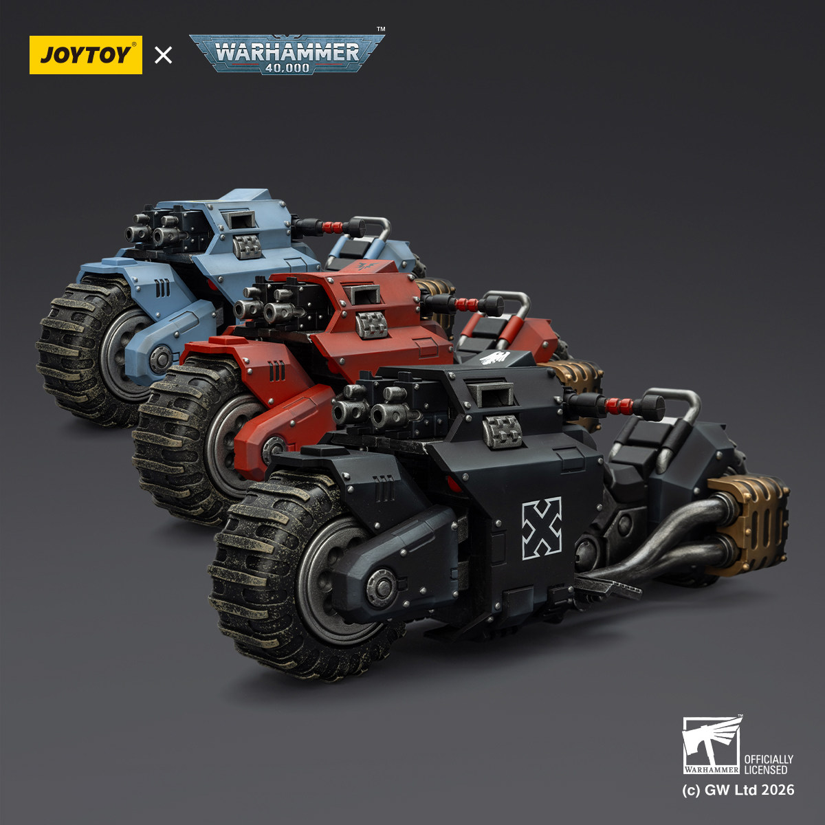 现货JOYTOY暗源 战锤40k 掠夺者型战斗摩托  三件套1/18模玩