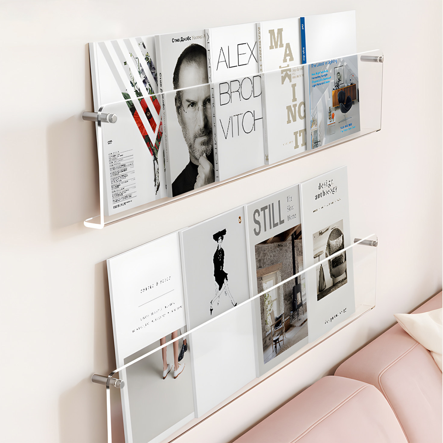 亚克力挂壁式透明书架绘本架杂志书架本墙面装饰免打孔收纳展示架,商业/办公家具,置物架/陈列架/储物架/展示架,淘宝优惠券,粉丝福利购,淘宝优惠卷