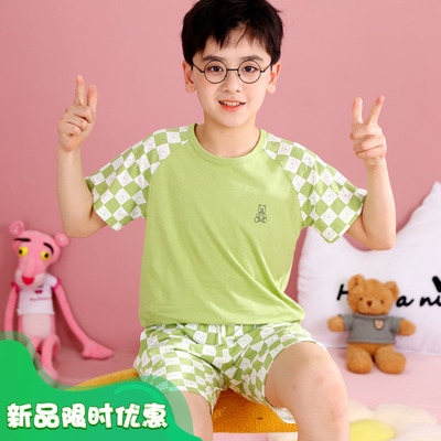 夏季儿童纯棉短袖短裤睡衣套装