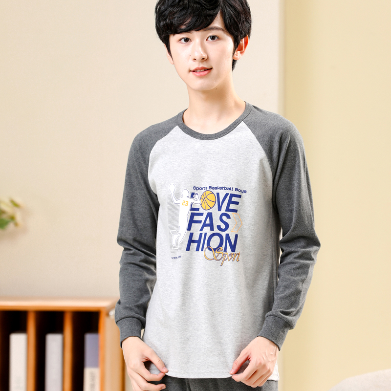 青少年秋衣男童纯棉单件上衣男孩中大童中学生中领打底衫保暖内衣