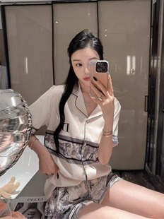 大牌提花休闲家居服 2024夏季 新品 桑蚕丝睡衣女轻奢高级感短袖 短裤