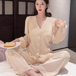 海岛绒显瘦睡衣女甜美纯欲风保暖加厚双面绒带胸垫家居服 秋冬新品