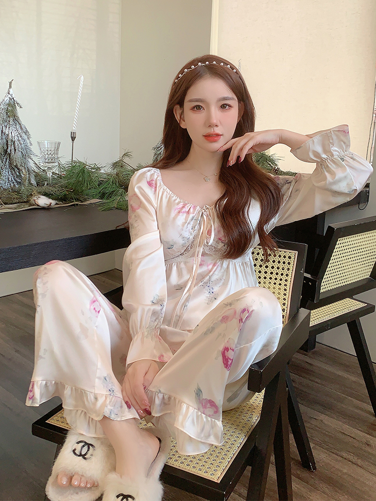 黛安靓高级感女士真丝家居服套装