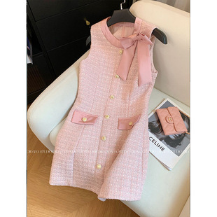 法式气质无袖连衣裙夏季女2025新款高级感小香风收腰名媛背心短裙
