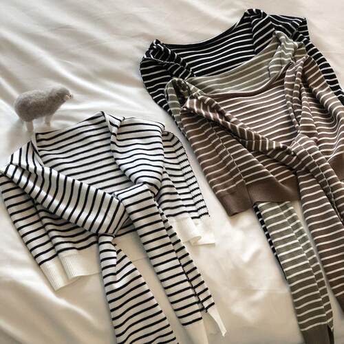 春夏时尚百搭条纹针织外搭小披肩