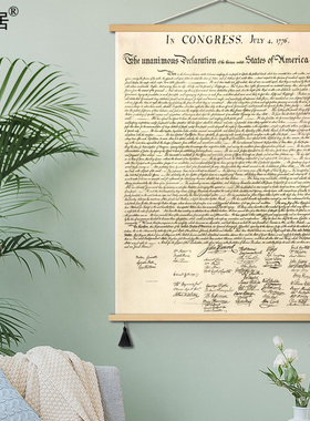 美国独立宣言 The Declaration of Independence复古海报布艺挂画