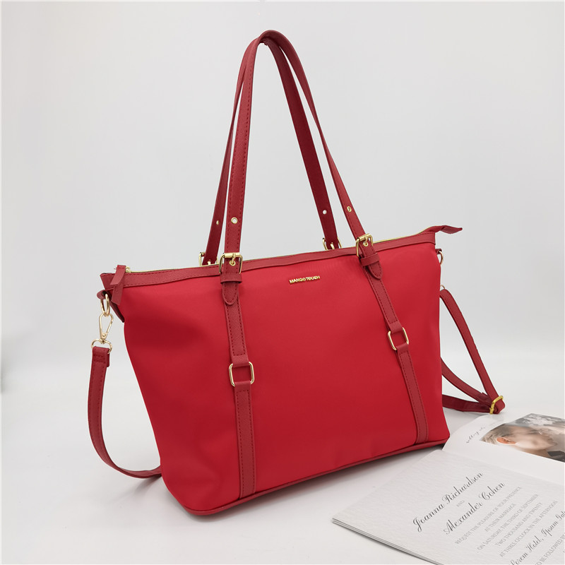 斜挎包大容量女上班红色包包小众设计尼龙包单肩包牛津布托特包