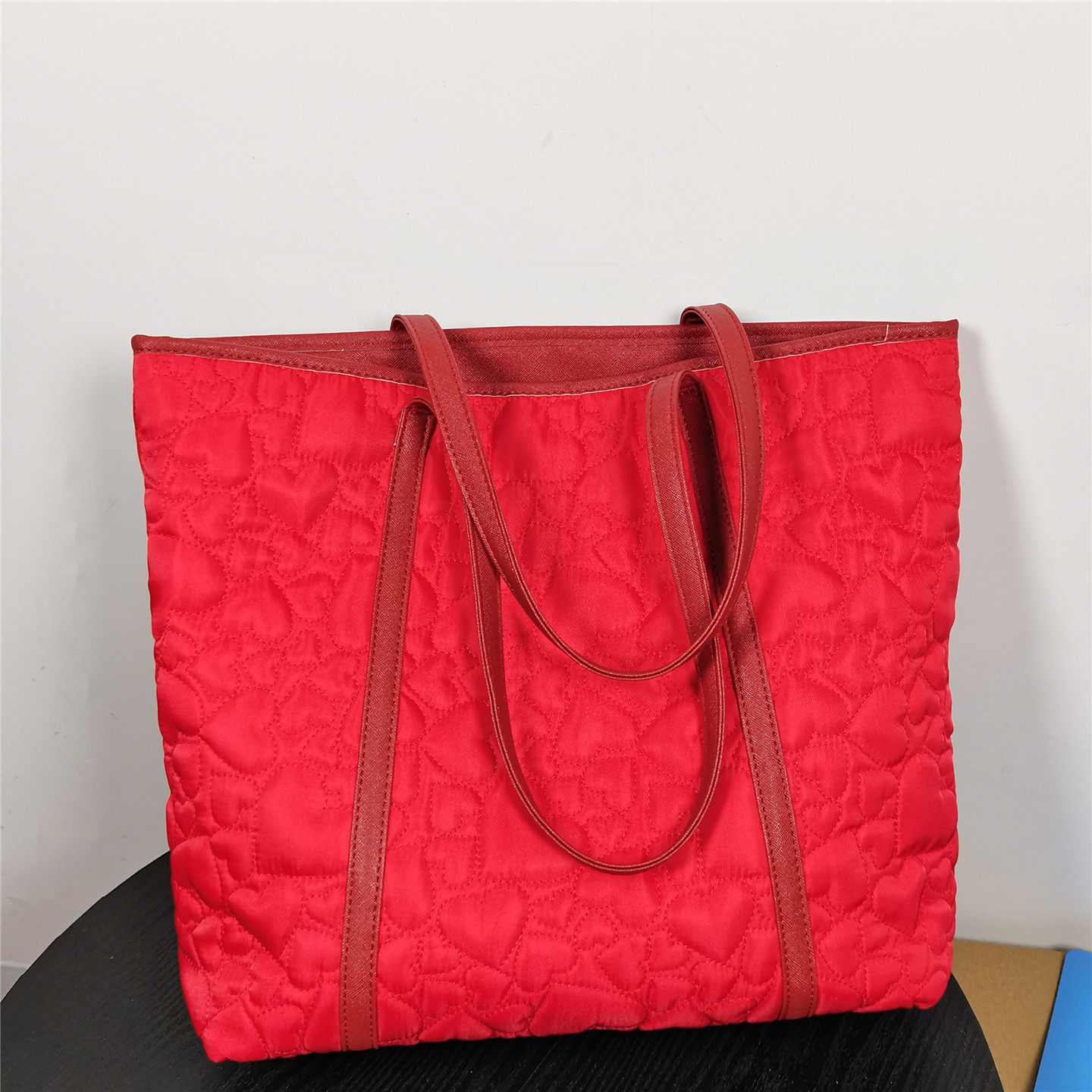 红色包包帆布带拉链大容量托特包日常通勤尼龙高质感慵懒风女大包