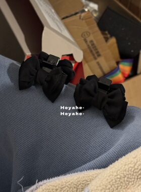 heyahe黑色一对蝴蝶结公主发夹