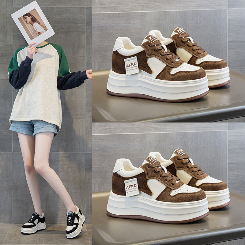 增高10CM透气秋冬季老爹鞋女厚底显脚小复古软底松糕底板鞋女