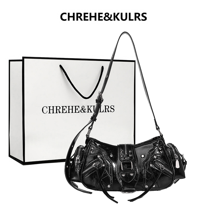CHREHE&KULRS油蜡皮单肩机车包