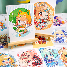 少女动漫Q版临摹卡儿童小学美术范画女孩可爱马克笔彩铅绘画卡片