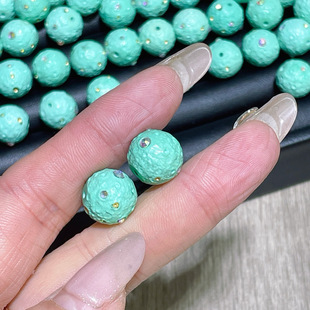 菱镁矿陨石坑圆珠镶钻款文玩配饰配件配珠散珠