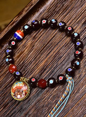 天然朱砂供多宝星月菩提文玩佛珠手串单圈白水晶南红玛瑙配珠手链