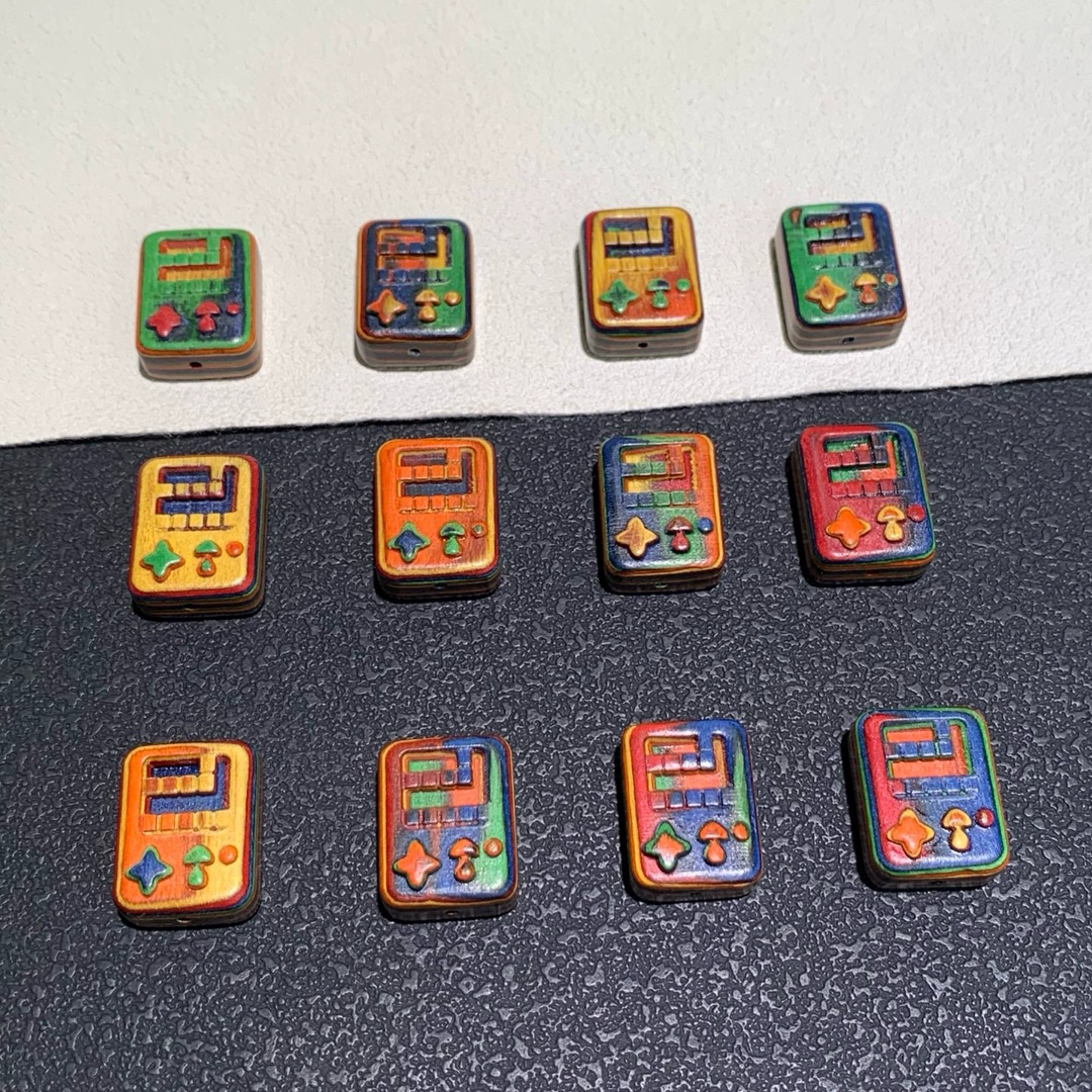 彩虹木游戏机配件手工DIY文玩手链项链隔珠挂件小提溜吊坠配饰