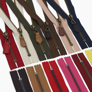 5号金属拉链复古铜闭尾带锁皮具包靴子卫衣口袋裤子皮拉索DIY辅料