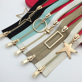 5号双头双向彩色浅金牙金属拉链高档羽绒服拉锁铜齿夹克皮衣外套