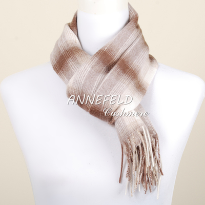 超短款纯山羊绒格子小围巾