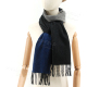 日系纯山羊绒拼色长款 围巾灰蓝咖蓝