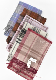 日单新款 加厚双面纯山羊绒100%Cashmere男女情侣秋冬围巾 正