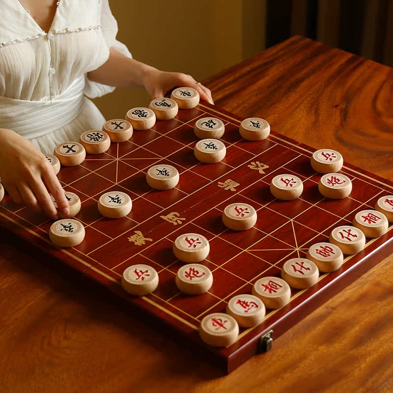 象棋中国象棋实木带木质棋盘学生儿童成人大号便携式套装榉木棋子