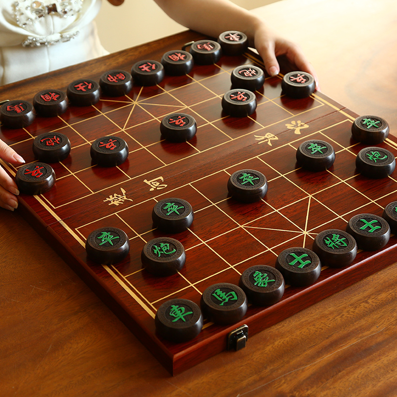 象棋中国象棋实木高档大号红木家用特大折叠棋盘成人套装送长辈 运动/瑜伽/健身/球迷用品 中国象棋 原图主图