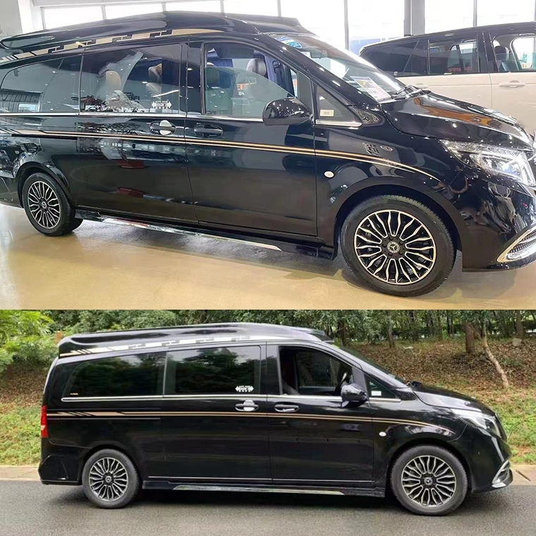 奔驰新威霆拉花彩条 V级V260L AMG运动版车门贴腰线车身贴纸改装