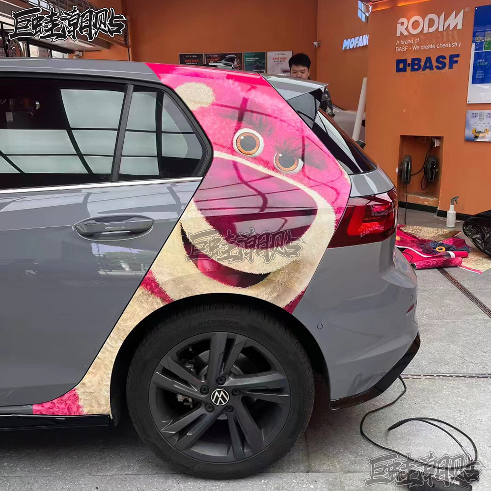 大众高尔夫6/7/8C柱车贴GTI尚酷POLO id3 id4车身草莓熊卡通贴纸