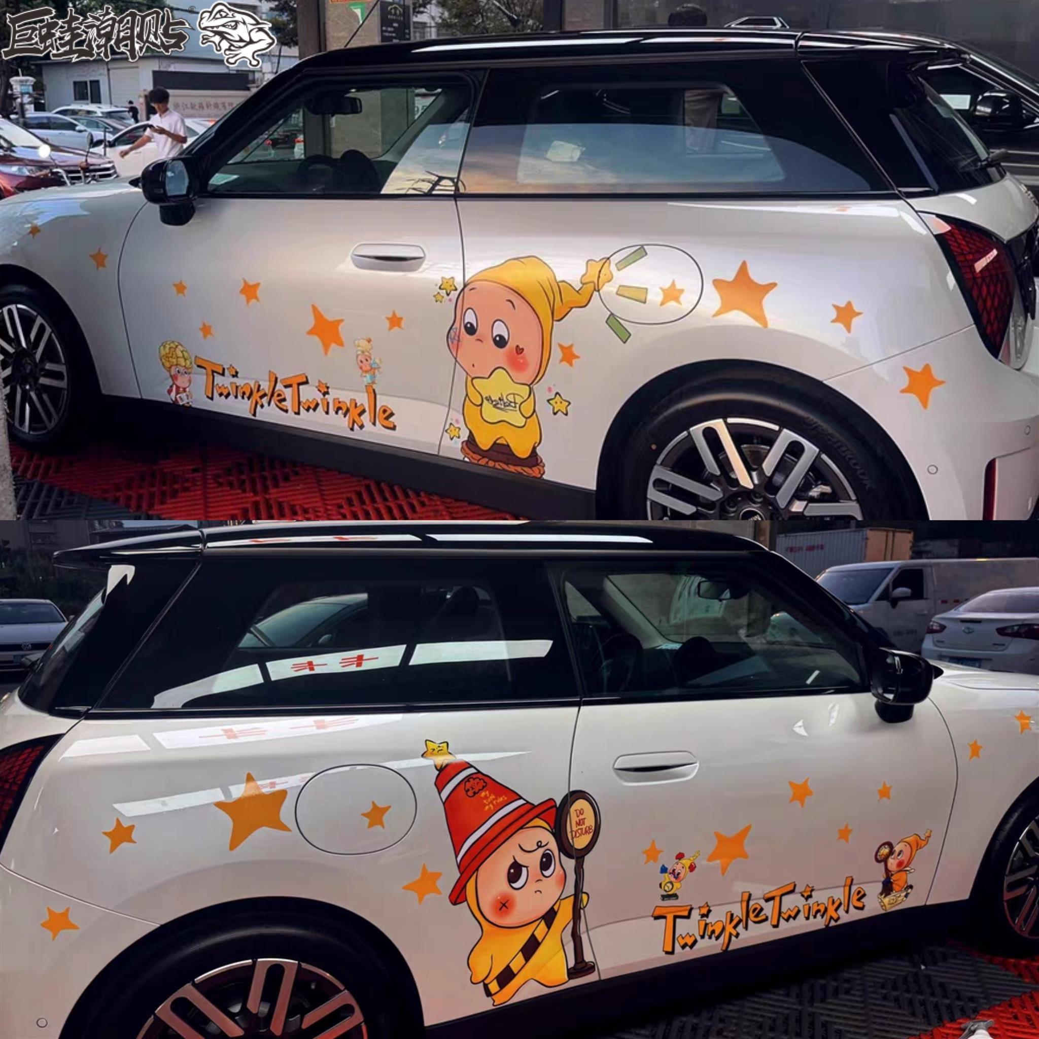 modelY星星人埃安蔚来et5小鹏m03汉EV卡通改装汽车贴纸定制拉花