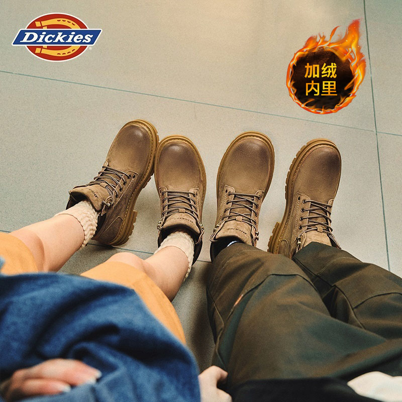 Dickies工装鞋男女情侣款马丁靴男棉鞋女加绒保暖冬季休闲鞋大码