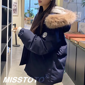 韩国东大门户外防水羽绒服女一手长工装派克服冲锋衣保暖毛领外套
