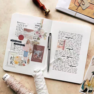 A5空白网格手帐基础定页日记方格内页学生锁线装订可平摊笔记本