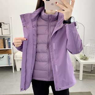 冲锋衣男女三合一可拆卸90白鸭绒羽绒内胆抗寒山系户外保暖两件套