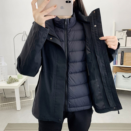 羽绒内胆冲锋衣男女2025秋冬新款可脱卸三合一防水耐磨工装定制服