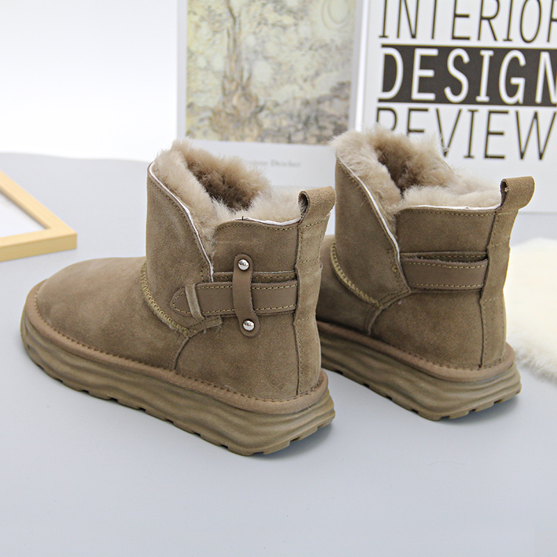 牛皮羊毛！东北雪地靴保暖女棉鞋