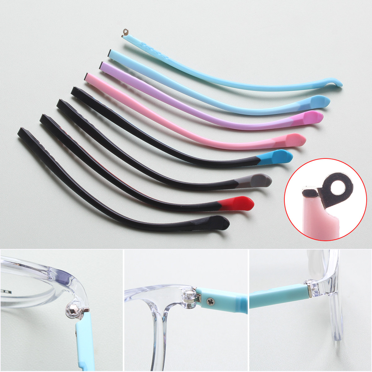 儿童眼镜腿金属单凸牙防滑一对